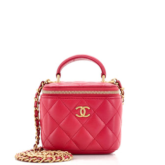 Chanel Classic Top Handle Vanity Case with Chain Quilted Lambskin Mini