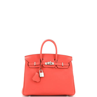 Hermes Birkin Handbag Red Togo with Palladium Hardware 25
