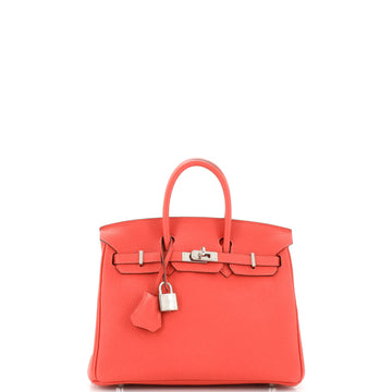 Hermes Birkin Handbag Red Togo with Palladium Hardware 25