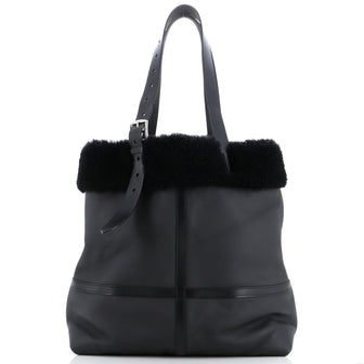 Hermes Aviateur Etriviere Shopping Tote Bag Cristobal with Vache Hunter and Shearling