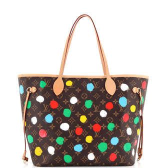 Louis Vuitton Neverfull NM Tote Yayoi Kusama Painted Dots Monogram Canvas MM