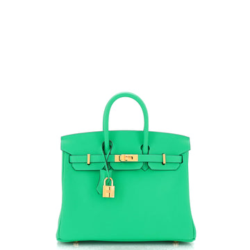 Hermes Birkin Handbag Green Swift with Gold Hardware 25