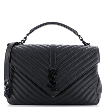 Saint Laurent Classic Monogram College Bag Matelasse Chevron Leather Large