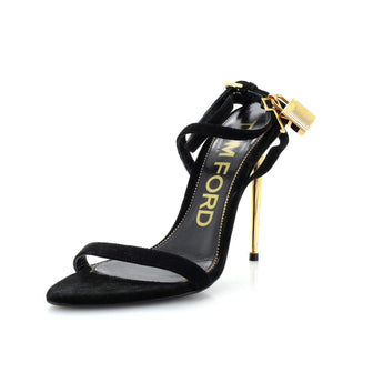 Tom Ford Women's Padlock Pointy Naked Heeled Sandals Velvet 105
