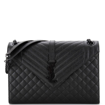 Saint Laurent Classic Monogram Envelope Satchel Mixed Matelasse Leather Large