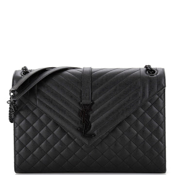 Saint Laurent Classic Monogram Envelope Satchel Mixed Matelasse Leather Large