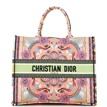 Christian Dior Book Tote Embroidered Canvas Large