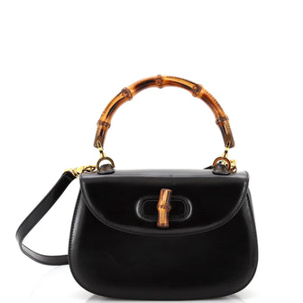 Gucci Vintage Convertible Bamboo Top Handle Bag Leather Small