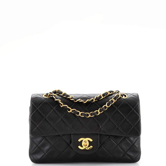 Chanel Vintage Classic Double Flap Bag Quilted Lambskin Small