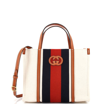 Gucci Interlocking G Web Tote Canvas Small
