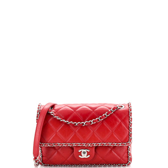 Chanel Running Chain Around Flap Bag Quilted Crumpled Calfskin Medium