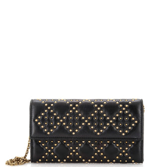 Christian Dior Lady Dior Croisiere Chain Wallet Cannage Studded Lambskin