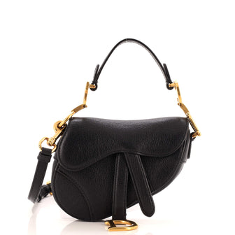 Christian Dior Saddle Handbag Leather Micro