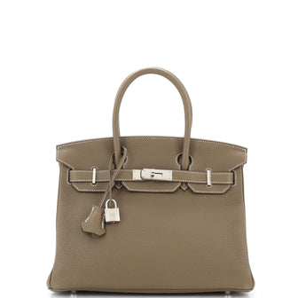 Hermes Birkin Handbag Grey Togo with Palladium Hardware 30