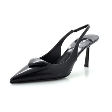 Prada Women's Triangle Logo Slingback Pumps Leather