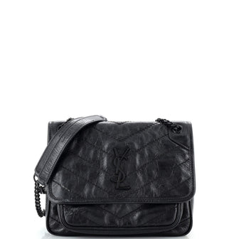 Saint Laurent Niki Chain Flap Bag Matelasse Chevron Leather Baby