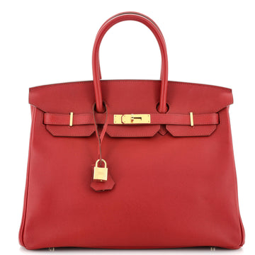 Hermes Birkin Handbag Red Epsom with Gold Hardware 35