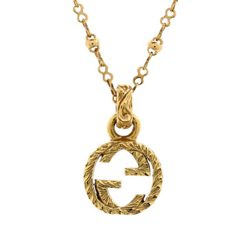 Gucci Interlocking G Pendant Necklace 18K Yellow Gold