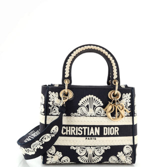 Christian Dior Lady D-Lite Bag Embroidered Canvas Medium