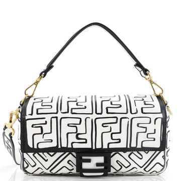 Fendi Baguette NM Bag Joshua Vides Zucca Embossed Leather Medium