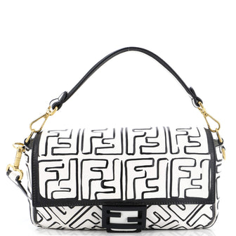Fendi Baguette NM Bag Joshua Vides Zucca Embossed Leather Medium