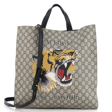 Gucci Convertible Soft Open Tote Printed GG Coated Canvas Tall