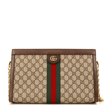 Gucci Ophidia Chain Shoulder Bag GG Coated Canvas Medium