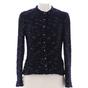 Chanel Women's Collarless Button Up Jacket Tweed