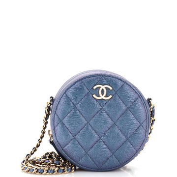 Chanel Round Clutch with Chain Quilted Iridescent Caviar Mini