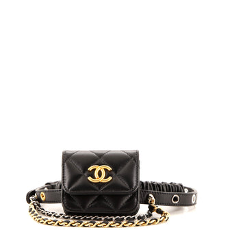 Chanel Garter Thigh Bag with Chains Quilted Lambskin Micro