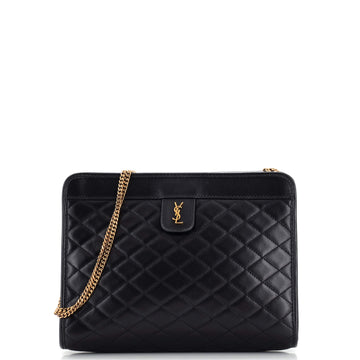 Saint Laurent Victoire Chain Clutch Quilted Leather