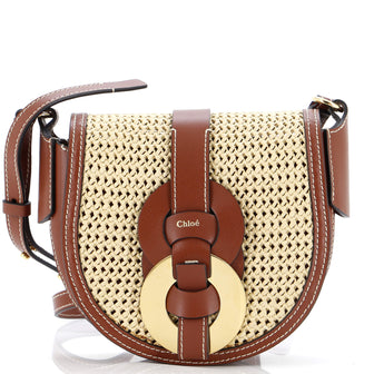 Chloe Darryl Crossbody Bag Raffia with Leather Small