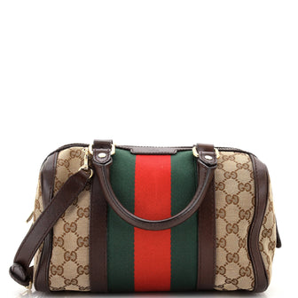 Gucci Vintage Web Boston Bag GG Canvas Small
