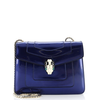 Bvlgari Serpenti Forever Square Shoulder Bag Metallic Leather Small