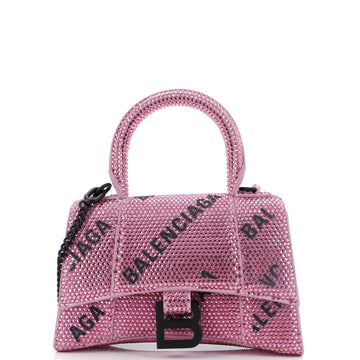 Balenciaga Hourglass Top Handle Bag Suede with Crystals XS