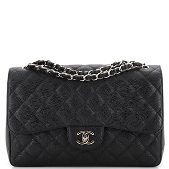 Chanel Classic Double Flap Bag Quilted Caviar Jumbo