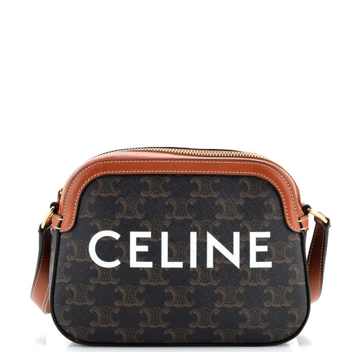 Celine Logo Camera Bag Triomphe Coated Canvas Small Brown 2796512