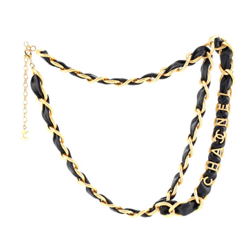 Chanel CHA-NEL Logo Belt Metal and Leather