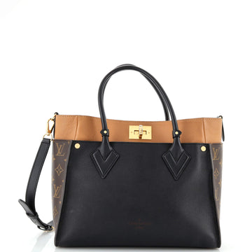 Louis Vuitton On My Side Tote Leather with Monogram Canvas MM