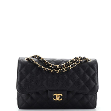 Chanel Classic Double Flap Bag Quilted Caviar Jumbo