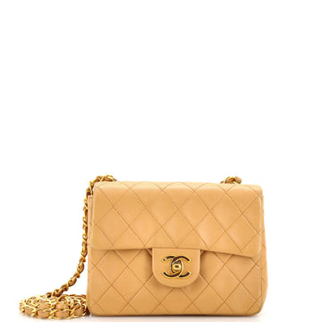 Chanel Vintage Square Classic Single Flap Bag Quilted Lambskin Mini