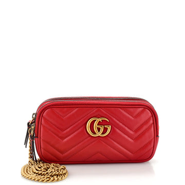 Gucci GG Marmont Chain Crossbody Bag Matelasse Leather Mini