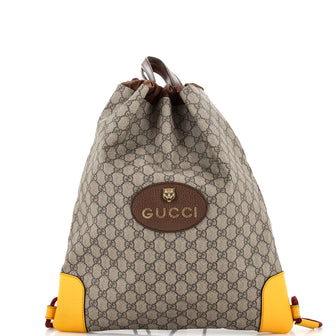 Gucci Neo Vintage Drawstring Backpack GG Coated Canvas Large