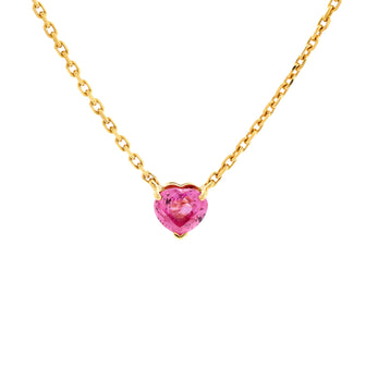 Cartier Vintage Heart Necklace 18K Yellow Gold and Pink Sapphire
