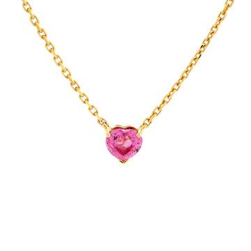 Cartier Vintage Heart Necklace 18K Yellow Gold and Pink Sapphire