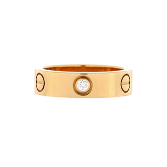 Cartier Love 3 Diamonds Band Ring 18K Yellow Gold with Diamonds