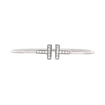 Tiffany & Co. T Wire Bracelet 18K White Gold with Diamonds
