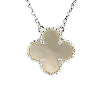 Van Cleef & Arpels Vintage Alhambra Pendant Necklace 18K White Gold and Mother of Pearl