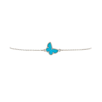 Van Cleef & Arpels Sweet Alhambra Butterfly Bracelet 18K White Gold and Turquoise