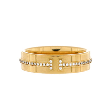 Tiffany & Co. T Two Ring 18K Yellow Gold and Diamonds Wide